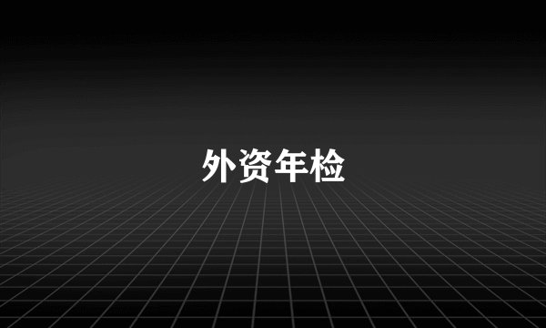 外资年检