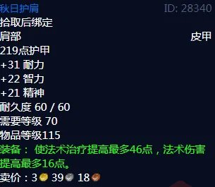 《魔兽世界》秋日护肩属性