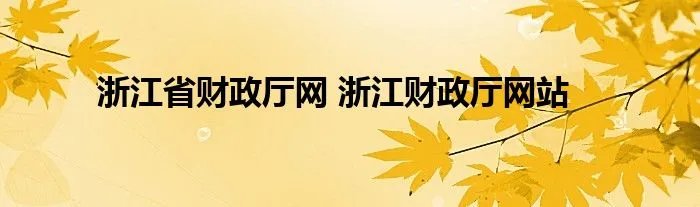 浙江省财政厅网 浙江财政厅网站