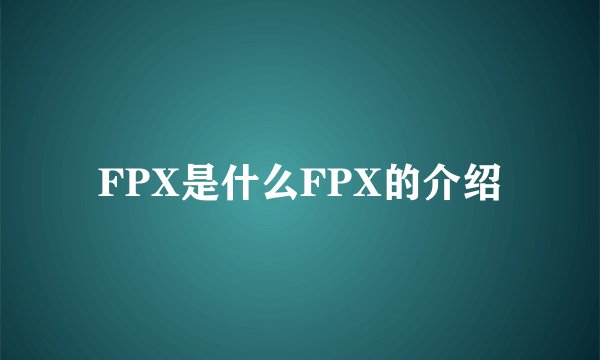 FPX是什么FPX的介绍