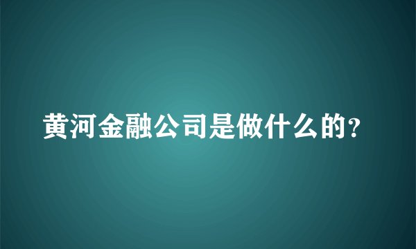 黄河金融公司是做什么的？