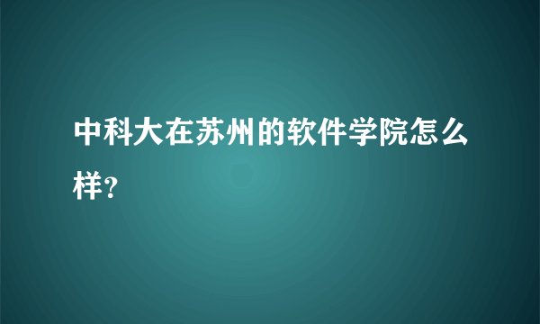 中科大在苏州的软件学院怎么样？