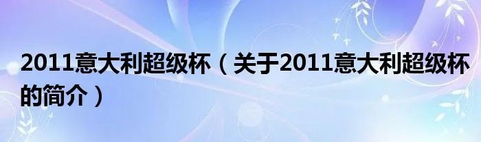 2011意大利超级杯（关于2011意大利超级杯的简介）