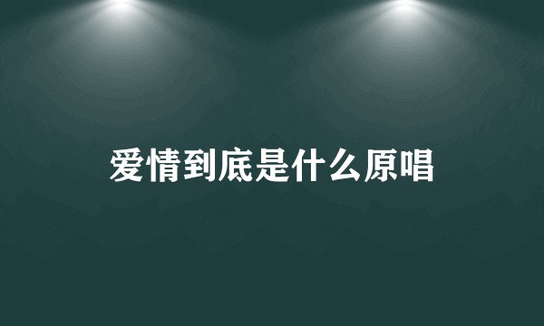 爱情到底是什么原唱