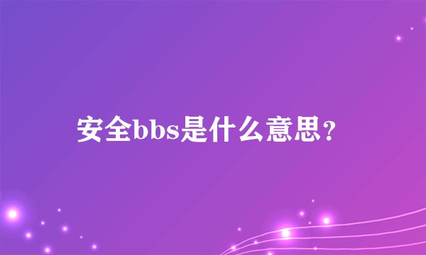 安全bbs是什么意思？