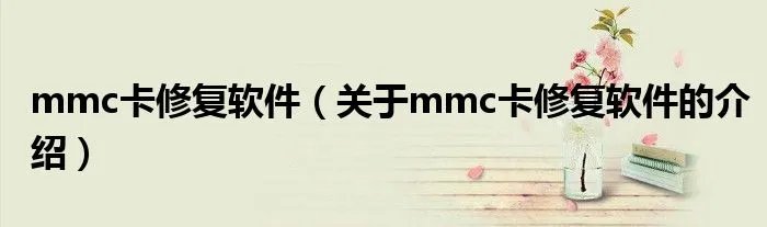 mmc卡修复软件（关于mmc卡修复软件的介绍）