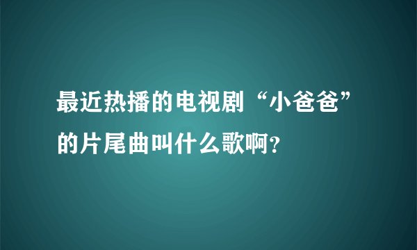 最近热播的电视剧“小爸爸”的片尾曲叫什么歌啊？