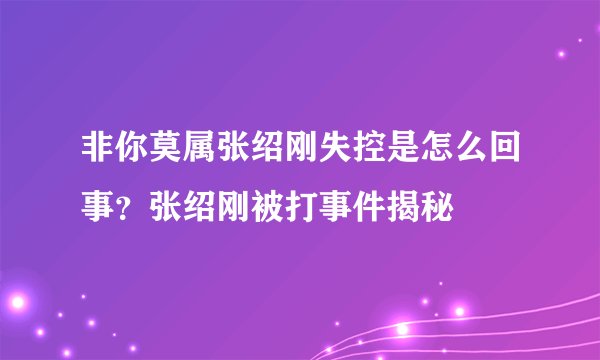 非你莫属张绍刚失控是怎么回事？张绍刚被打事件揭秘