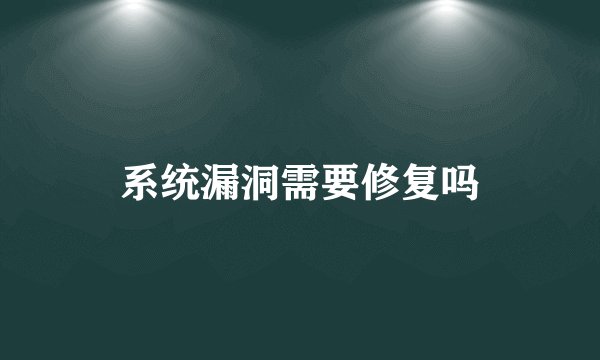 系统漏洞需要修复吗