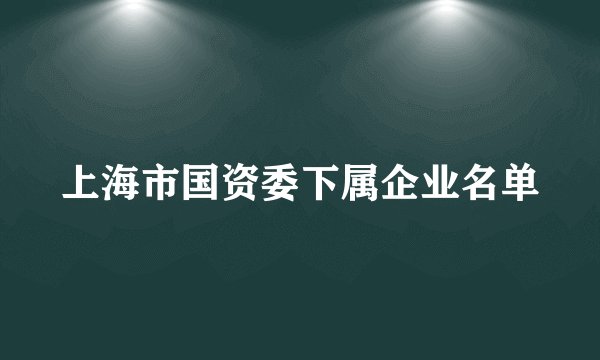 上海市国资委下属企业名单