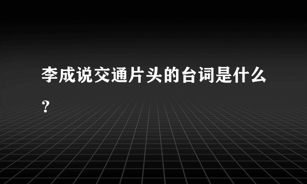 李成说交通片头的台词是什么？