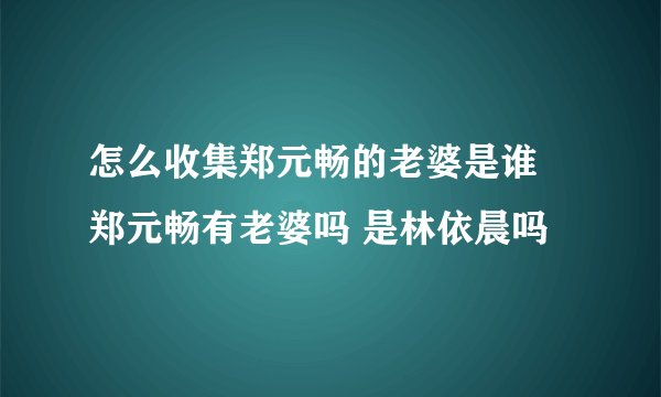 怎么收集郑元畅的老婆是谁 郑元畅有老婆吗 是林依晨吗