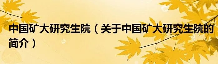 中国矿大研究生院(关于中国矿大研究生院的简介)