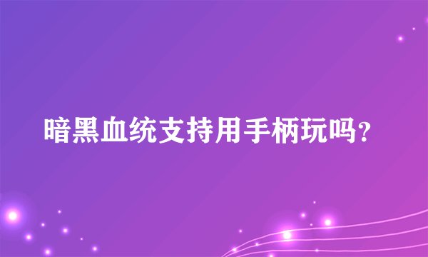 暗黑血统支持用手柄玩吗？