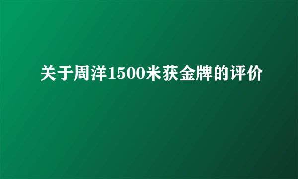 关于周洋1500米获金牌的评价