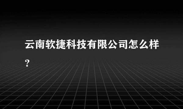 云南软捷科技有限公司怎么样？