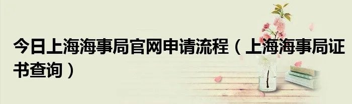 今日上海海事局官网申请流程(上海海事局证书查询)