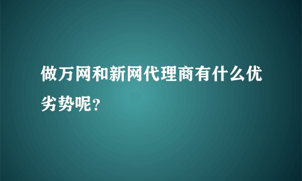 做万网和新网代理商有什么优劣势呢？