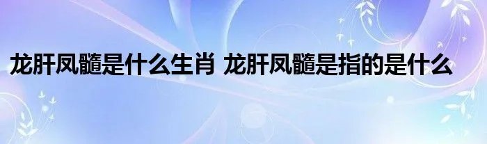 龙肝凤髓是什么生肖 龙肝凤髓是指的是什么