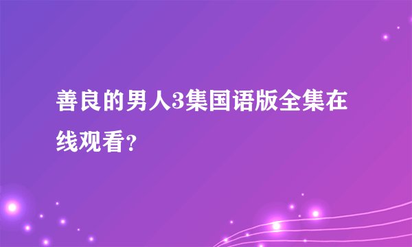 善良的男人3集国语版全集在线观看？