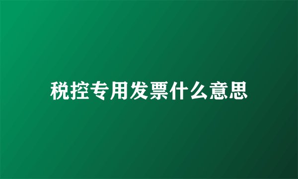 税控专用发票什么意思