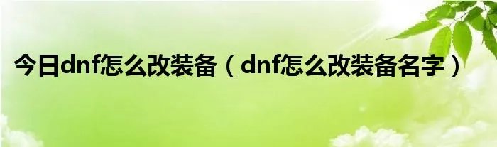 今日dnf怎么改装备（dnf怎么改装备名字）