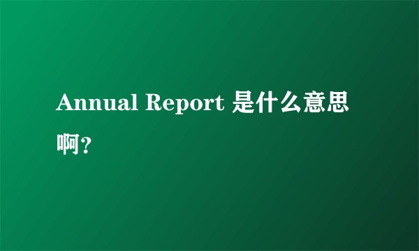Annual Report 是什么意思啊?