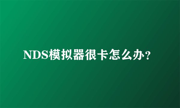 NDS模拟器很卡怎么办?