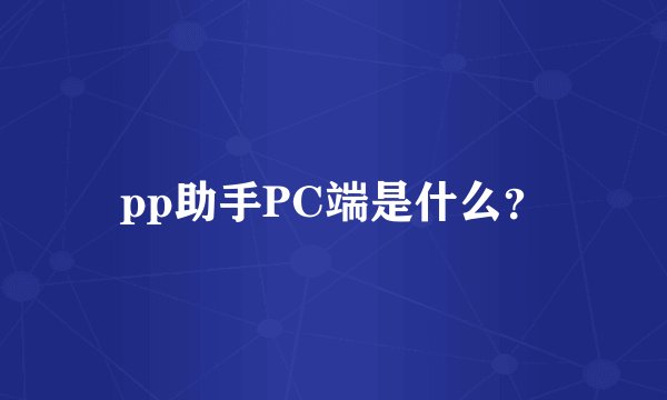 pp助手PC端是什么？