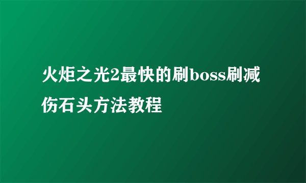 火炬之光2最快的刷boss刷减伤石头方法教程