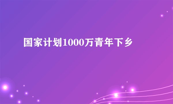 国家计划1000万青年下乡