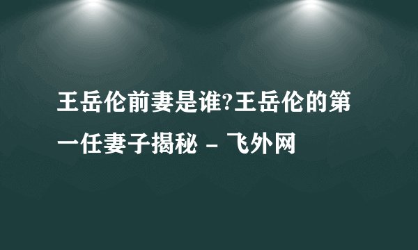 王岳伦前妻是谁?王岳伦的第一任妻子揭秘 - 飞外网