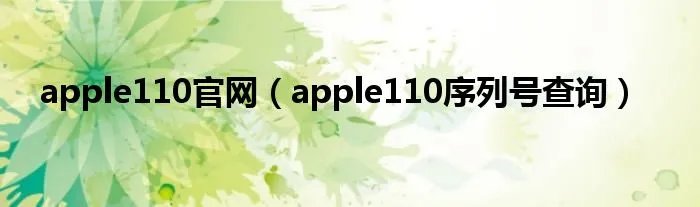 apple110官网(apple110序列号查询)