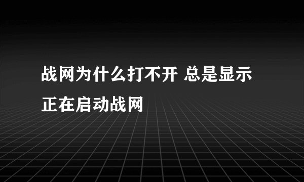 战网为什么打不开 总是显示正在启动战网