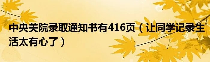 中央美院录取通知书有416页（让同学记录生活太有心了）