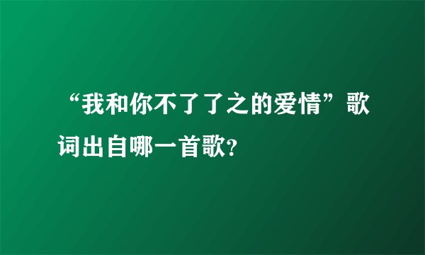 “我和你不了了之的爱情”歌词出自哪一首歌？