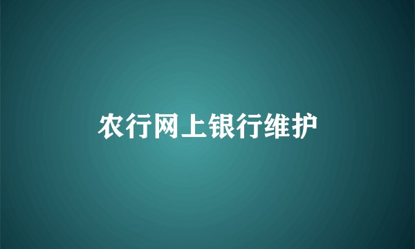 农行网上银行维护