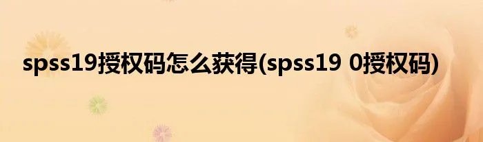 spss19授权码怎么获得(spss19 0授权码)