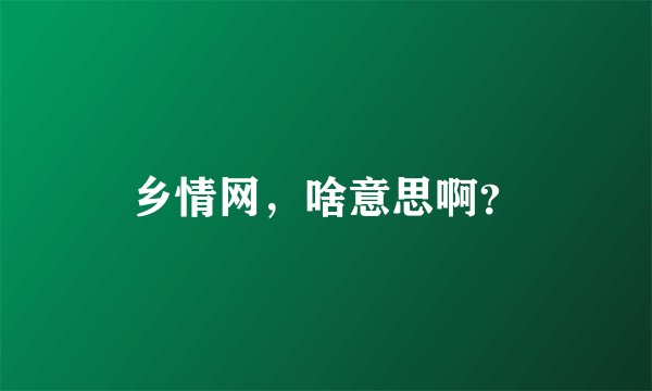 乡情网，啥意思啊？