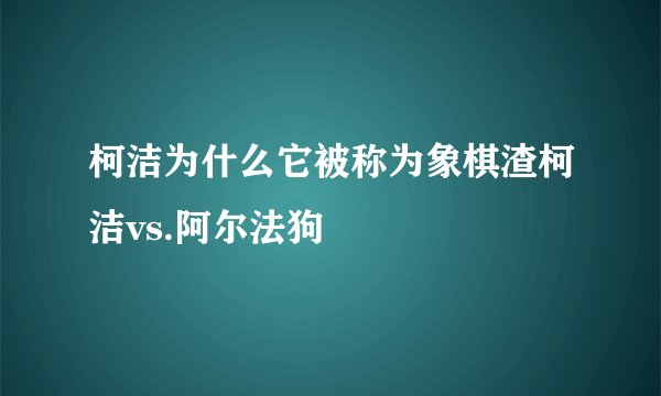 柯洁为什么它被称为象棋渣柯洁vs.阿尔法狗