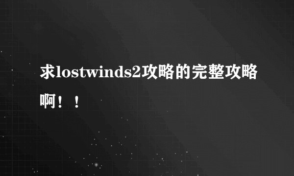 求lostwinds2攻略的完整攻略啊!!