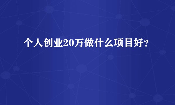 个人创业20万做什么项目好？