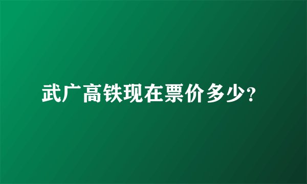 武广高铁现在票价多少？