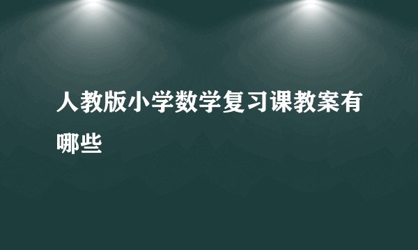 人教版小学数学复习课教案有哪些