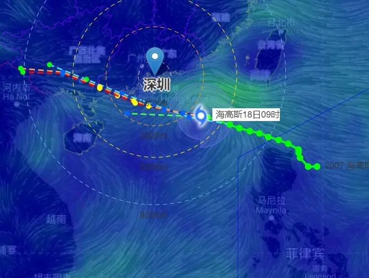 7号台风温州台风网台风路径图更新 “海高斯”路径实时发布系统路径图