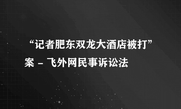 “记者肥东双龙大酒店被打”案 - 飞外网民事诉讼法
