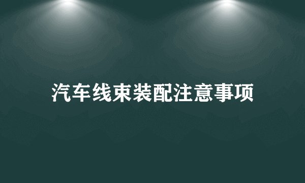 汽车线束装配注意事项