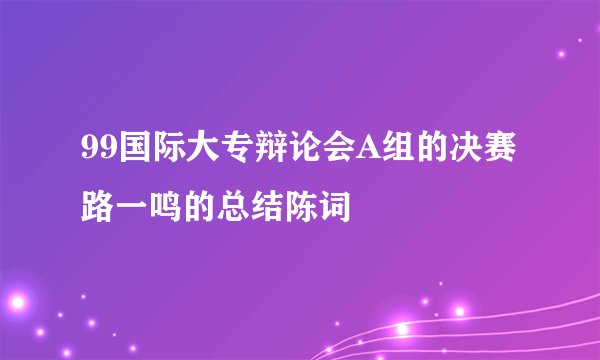 99国际大专辩论会A组的决赛路一鸣的总结陈词