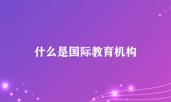 什么是国际教育机构