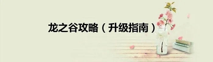 龙之谷攻略（升级指南）